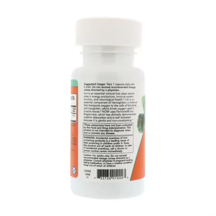 Витамины NOW Железо двойной силы для поддержания иммунитета и ЦНС, 36 мг, 90 шт в Омске