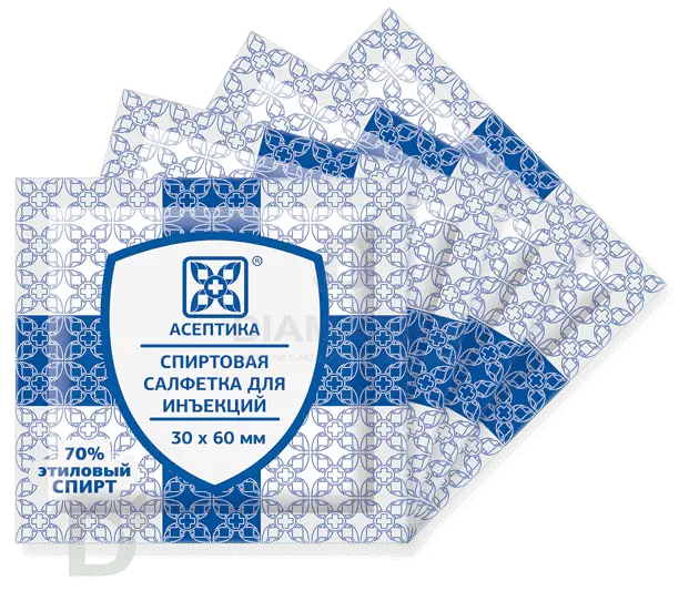 Салфетки спиртовые для инъекций Асептика (20 шт.30х60 мм)