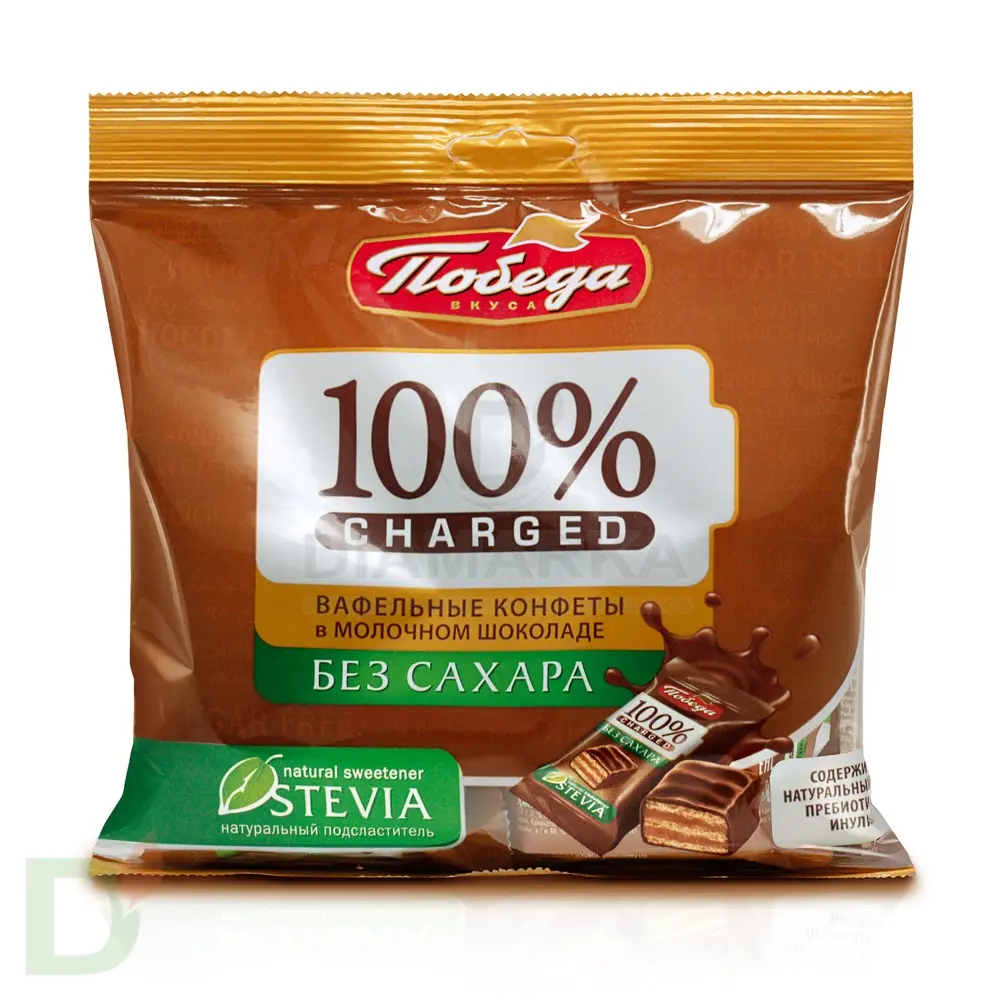 Конфеты вафельные Победа без сахара в молочном шоколаде, 150г.