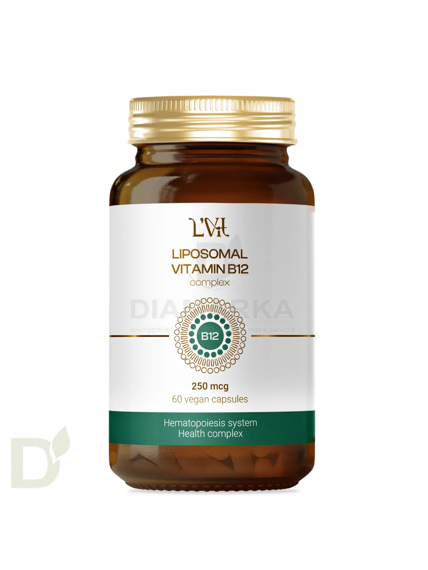 Витамины L'Vit Liposomal Vitamin B12+B9 complex, 250+200 мг в 1 капсуле, 60 капс в Омске