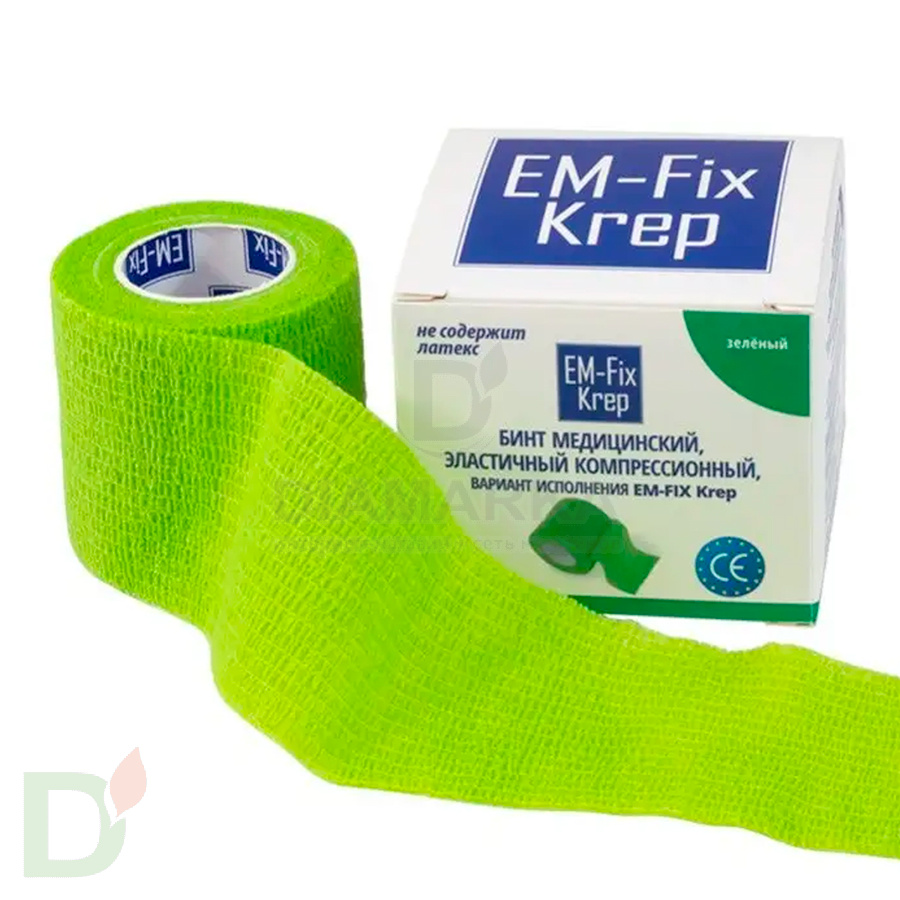 Бинт эластичный когезивный EM-fix krep Лайм, 5 см х 4,5 м в Омске