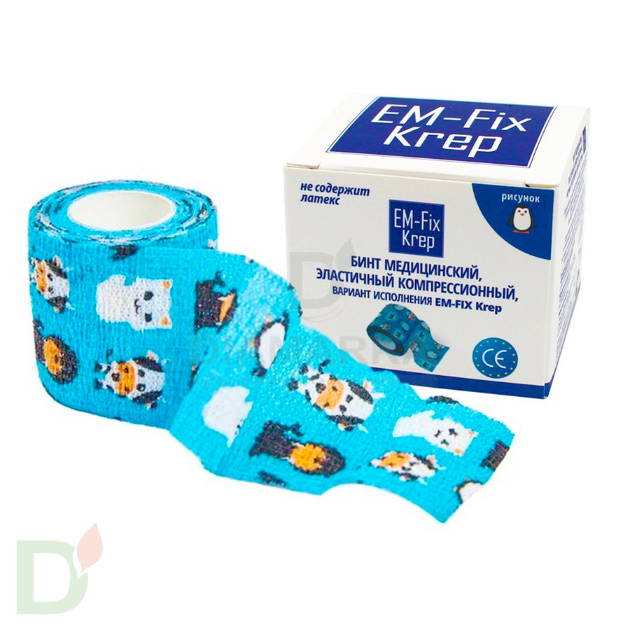 Бинт эластичный когезивный EM-fix krep Детский, 5см х 4,5м в Омске