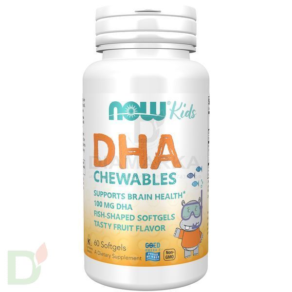 Витамины NOW Омега-3 детская для улучшения памяти и внимания, жевательные пастилки, 1000DHA, 60 шт в Омске