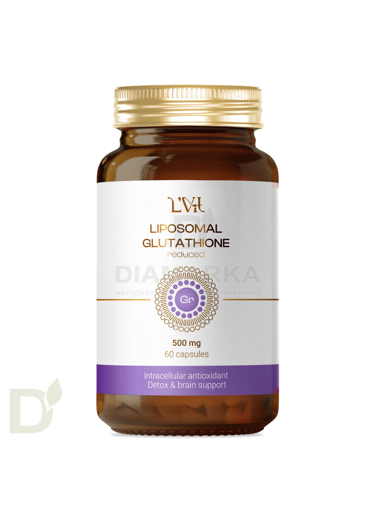 Витамины L'Vit Liposomal Glutathione/Глутатион, 200 мг в 1 капсуле, 60 капс в Омске