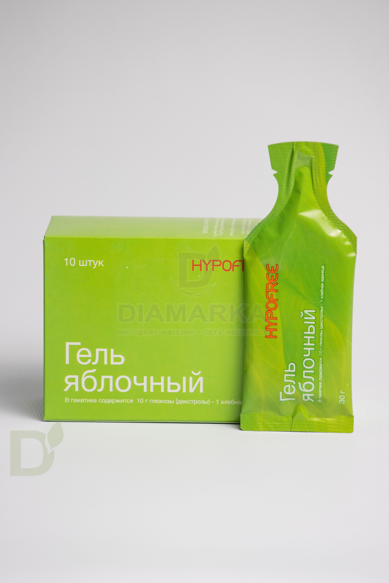 Гель HYPOFREE 1ХЕ Яблоко, мягкая упаковка, 10 саше по 30мл в Омске