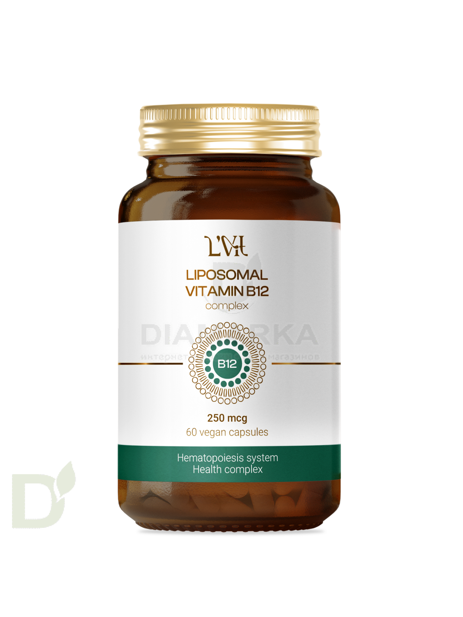Витамины L'Vit Liposomal Vitamin B12+B9 complex, 250+200 мг в 1 капсуле, 60 капс в Омске
