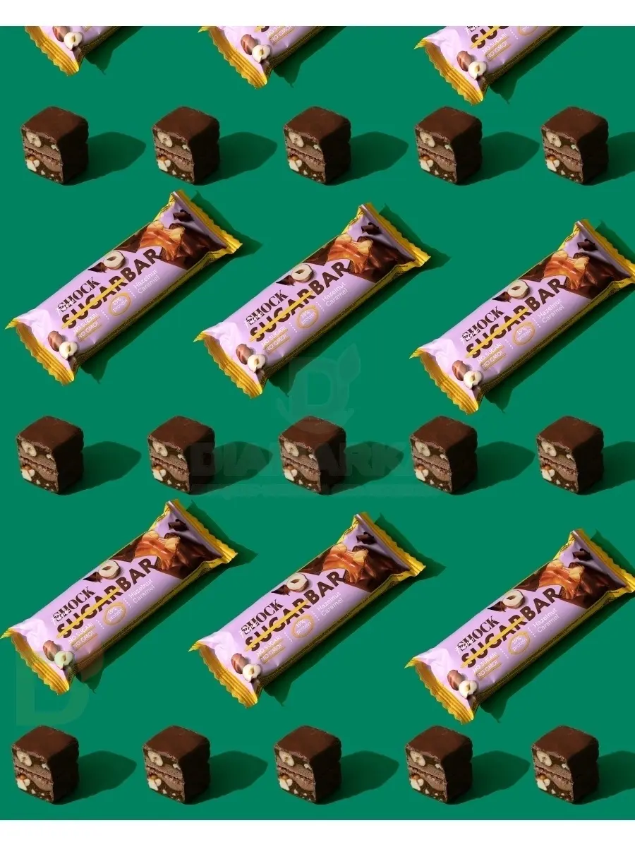 Батончик протеиновый FitnesShock Шоколадная карамель-фундук 50гр. в Омске