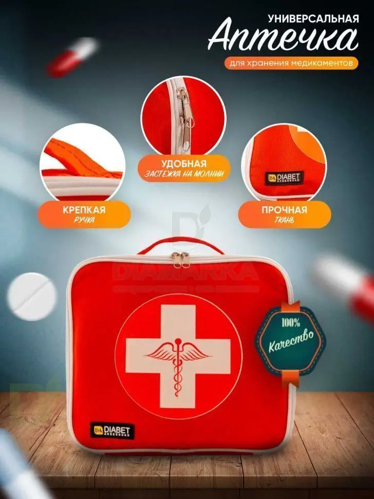 Сумка для диапринадлежностей или лекарств Красная, Diabet-aksessuar