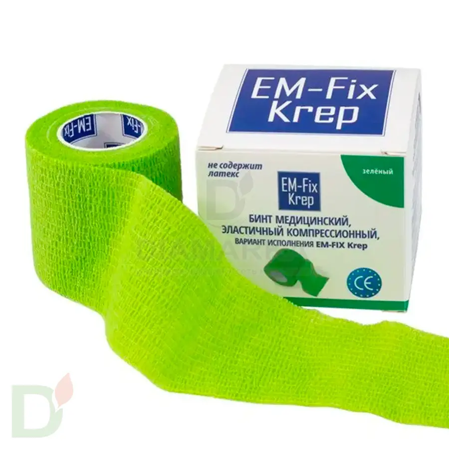 Бинт эластичный когезивный EM-fix krep Лайм, 5 см х 4,5 м в Омске