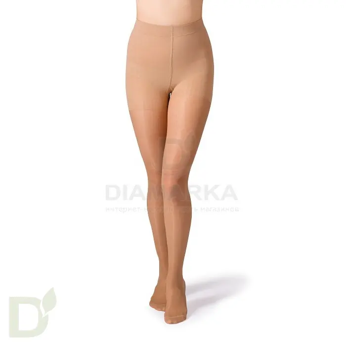 Колготки компрессионные прозрачные JW-311, 1 класс компрессии, Бежевые / Черные