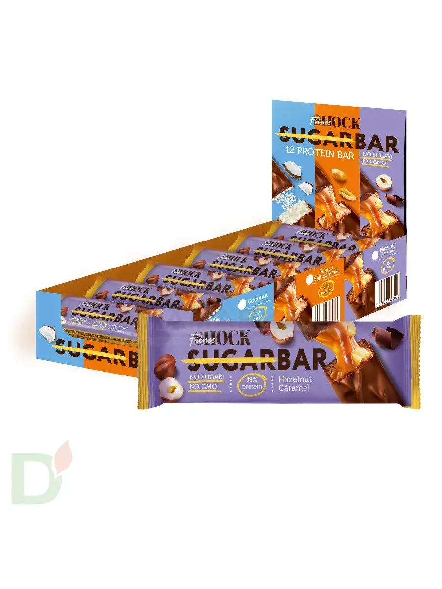 Батончик протеиновый FitnesShock Шоколадная карамель-фундук 50гр. в Омске