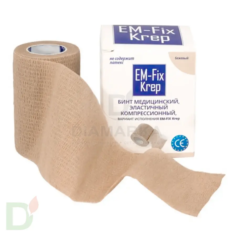 Бинт эластичный когезивный EM-Fix krep бежевый, 7,5 см х 4,5 м в Омске